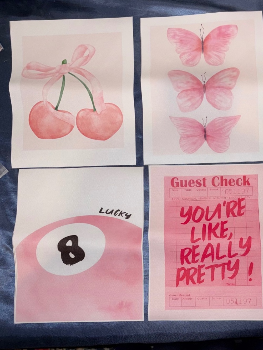 NWOT Cute Pink Girl Poster Set of 6, Light Pink Coquette Wall Art 8x10” unframed